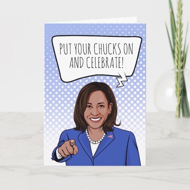 Cartão Kamala Harris Aniversário: Coloque suas bolas (Frente)