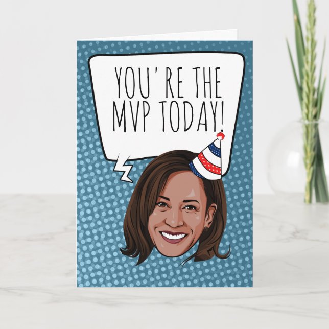 Cartão Kamala Harris Birthday: Você é o MVP Hoje (Frente)