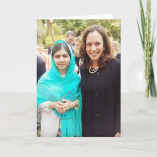 Cartão Kamala Harris e Malala Yousafzai