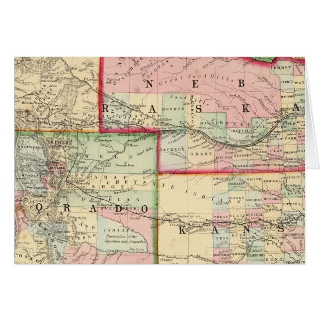 Cartão Kan, Neb, Mapa Colo de Mitchell (Frente Horizontal)