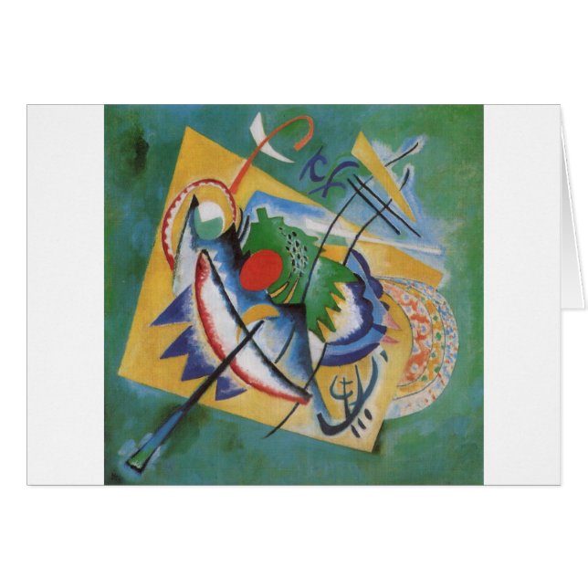 Cartão Kandinsky Red Oval Abstrato Trabalho de arte Verde (Frente Horizontal)
