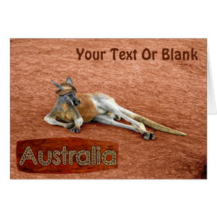 Cartão Kangaroo Vermelho No Chapéu De Slouch