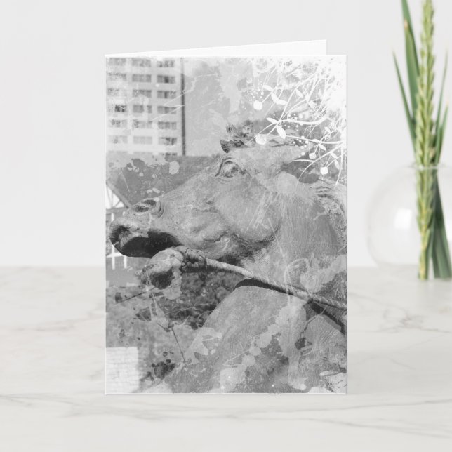 Cartão Kansas City Plaza Horse Black and White (Frente)