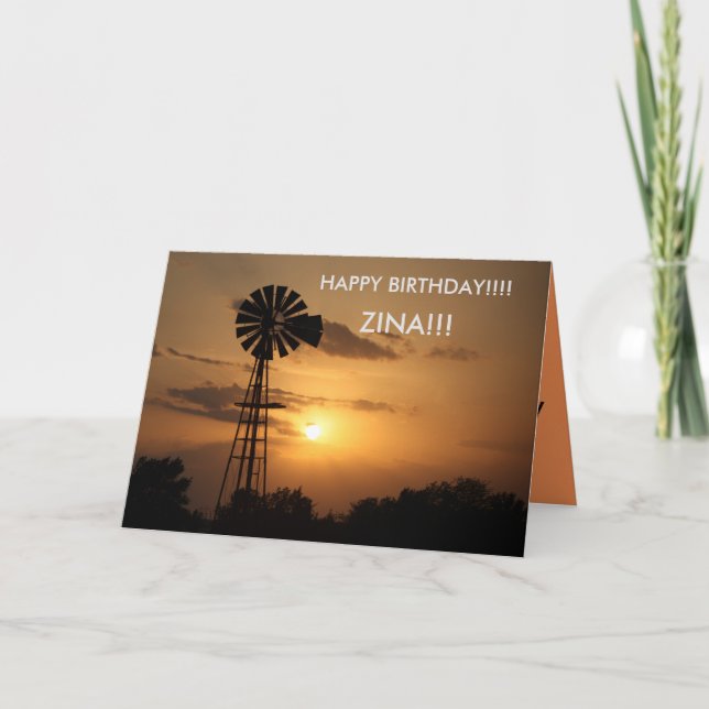 Cartão Kansas Windmill Sunset Birthday CARD (Frente)