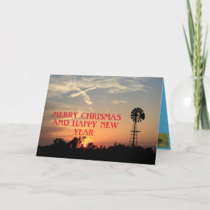 Cartão Kansas Windmill Sunset Cross