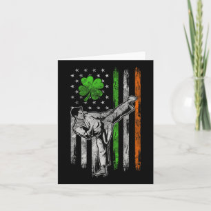 Cartão Karate Bandeira Americana Irlandesa Dia de São Pat