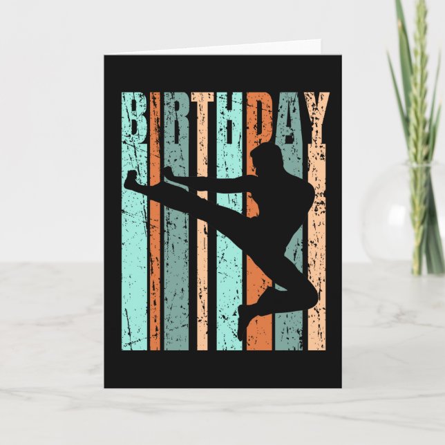 Cartão Karate Birthday Mens Kids Boys Retro Vintage (Frente)