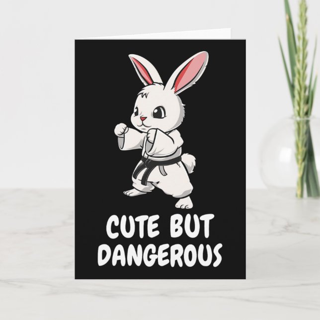 Cartão Karate Bunny Cute Mas Artes Marciais Engraçadas Pe (Frente)