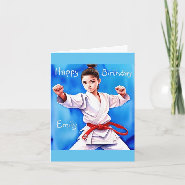 Cartão Karate Girl Birthday (Frente)