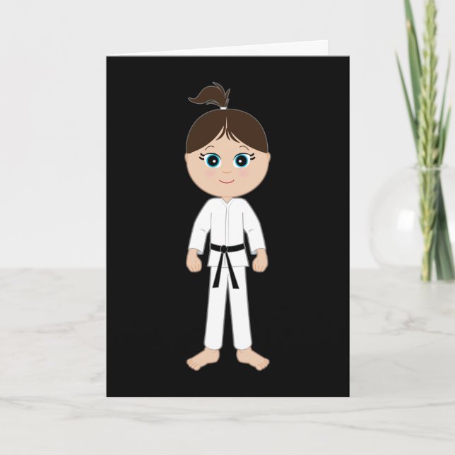 Cartão Karate Girl Parabéns Black Belt (Frente)