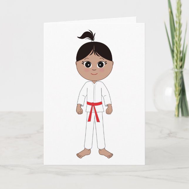 Cartão Karate Girl Parabéns Red Belt (Frente)