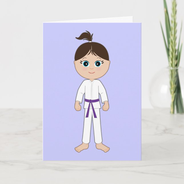 Cartão Karate Girl Parabéns Roxo (Frente)