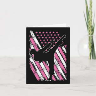 Cartão Karate Girl Usa Flag American Marcial Artes Americ