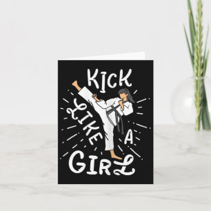 Cartão Karate Girls' Kick Como Um Taekwondo De Kickboxe