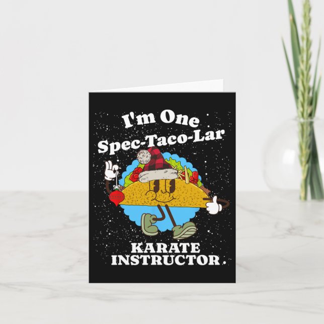 Cartão Karate Instrutor Christmas Funny Taco Pun Cote (Frente)