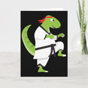 Cartão Karate T-rex Legal Bonito Lutador de Dinossauro Ha
