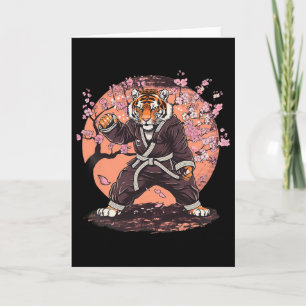 Cartão Karate Tigre Flores de Sakura Taekwondo Jiu-jitsu