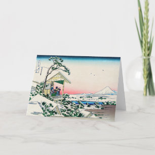 Cartão Katsushika Hokusai - Casa de chá em Koishikawa