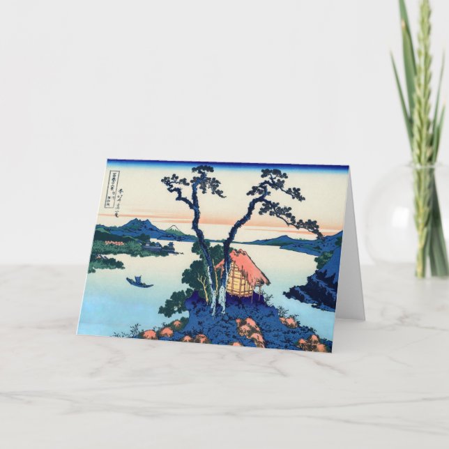 Cartão Katsushika Hokusai - Lago Suwa na província de Shi (Frente)