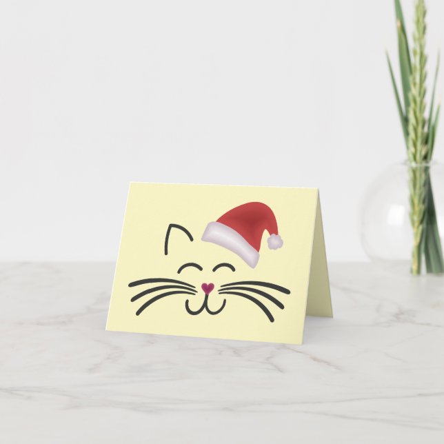Cartão Katze Nikolaus Mütze Cat Santa Hat (Frente)