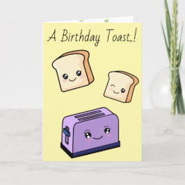 Cartão Kawaii Aniversário Toast Cute Love Hearts Comida T