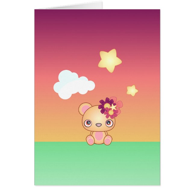 Cartão Kawaii Bear (Frente)