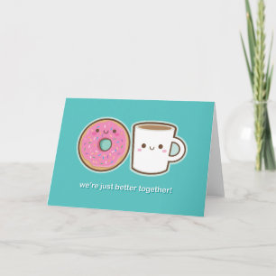 Cartão Kawaii Coffee & Doughnut