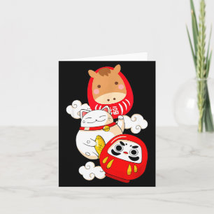 Cartão Kawaii Daruma Ano Novo Japonês 2026 Ano Do H