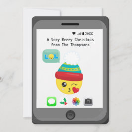 Cartão Kawaii Emoji teme as Saudações Feliz de Natal