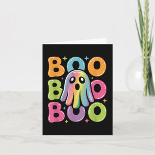 Cartão Kawaii Ghost Boo com Sparkles Halloween Colorido