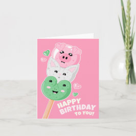 Cartão Kawaii Hanami Dango Parabéns