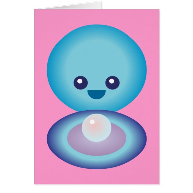 Cartão Kawaii Happy Clam (Frente)