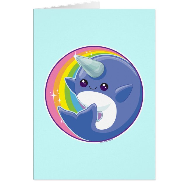 Cartão Kawaii Narwhal (Frente)