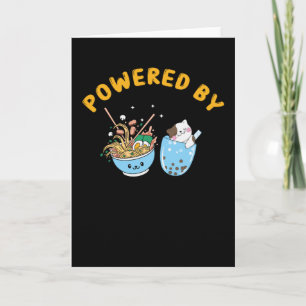 Cartão Kawaii Ramen & Cat Design   Powered Ramen and Cat
