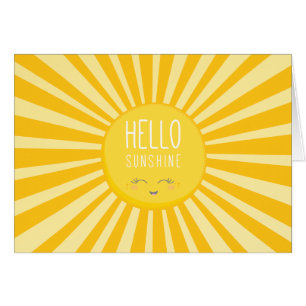 Cartão KAWAII SKY brilho amarelo brilhante sorrindo sol s