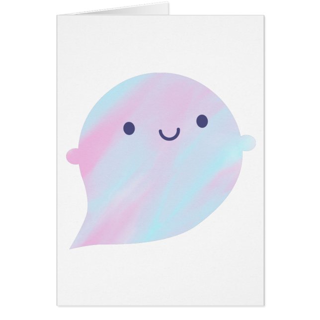 Cartão Kawaii Watercolor Ghost (Unicórn) (Frente)