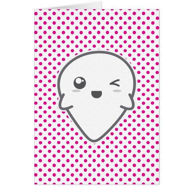 Cartão Kawaii Winking Ghost Note Card (Frente)