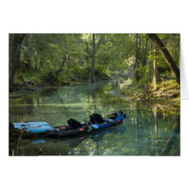 Cartão Kayak & Raft na placa de Primavera
