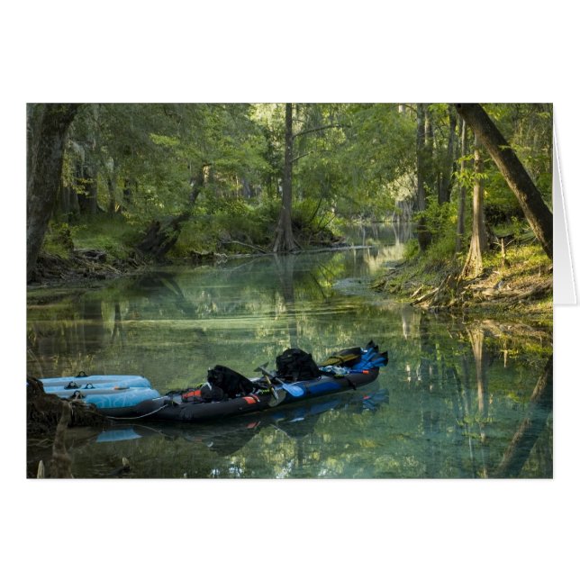 Cartão Kayak & Raft na placa de Primavera (Frente Horizontal)