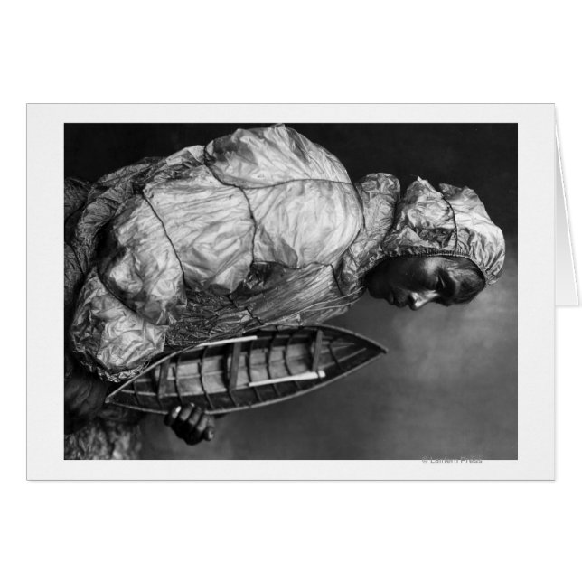 Cartão Kayaker vestindo jaqueta à prova de água com barco (Frente Horizontal)