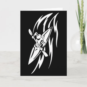 Cartão Kayaking Extreme Sport Graphic em preto e branco