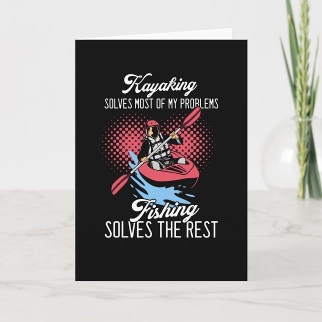 Cartão Kayaking, pesca engraçada (Frente)