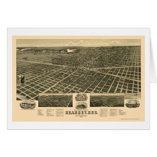Cartão Kearney, mapa panorâmico do NE - 1889 (Frente Horizontal)