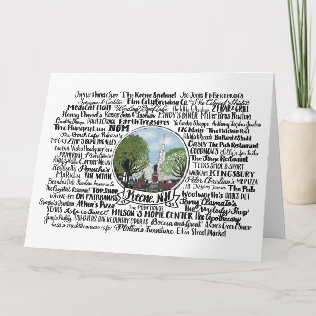 Cartão Keene, NH - Agora e Depois (Frente)