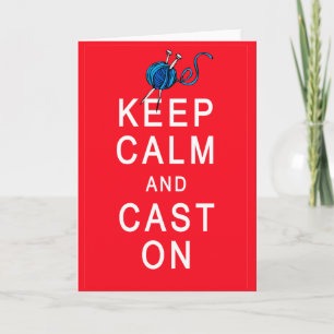Cartão Keep Calm and Cast On Knitting Tshirt or Gift