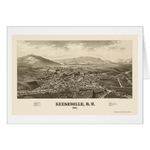 Cartão Keeseville, mapa panorâmico de New York - 1887