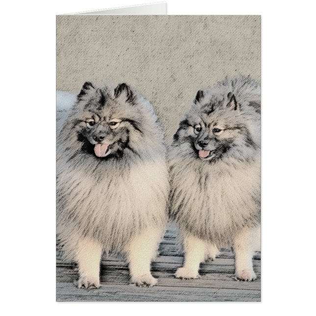 Cartão Keeshond Brothers Painting - Arte Original de Cach (Frente)