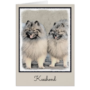 Cartão Keeshond Brothers Painting - Arte Original de Cãe