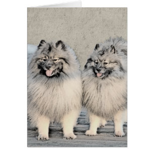 Cartão Keeshond Brothers Painting - Arte Original de Cãe