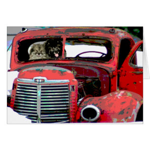 Cartão Keeshond Christmas Old Truck Painting Art